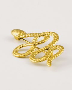 Broche Acero Serpiente Dorado